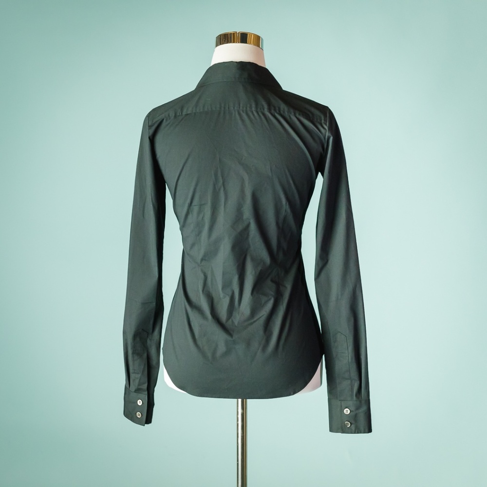 Theory Size 4 Black Long Sleeve Button Down Top - Picture 4 of 5